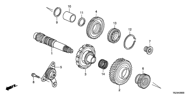 2017 Honda Ridgeline 4 Door RTL (2WD) KA 6AT AT Countershaft (6AT) Diagram