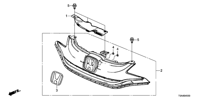 2015 Honda Fit Grille Assembly, Front Diagram for 71120-T5R-A10