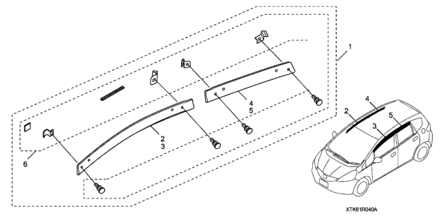 2013 Honda Fit Visor Comp, R. FR. Door Diagram for 08R04-TF0-AM001