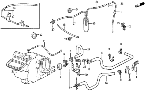 1987 Honda Prelude 2 Door SI KA 5MT Water Valve - Hose Diagram