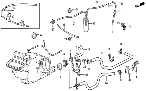 1985 Honda Prelude Hose, Water Outlet Diagram for 39312-SF0-000