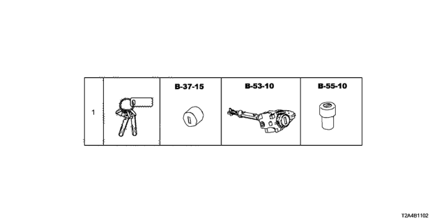 2015 Honda Accord Set Key Cylinder Diagram for 06350-T2A-A01