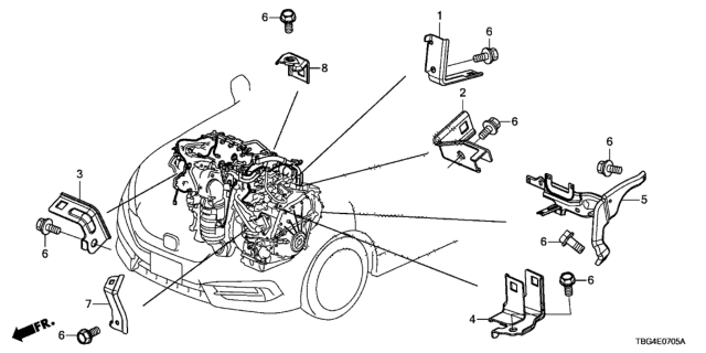 2017 Honda Civic Engine Wire Harness Stay Diagram