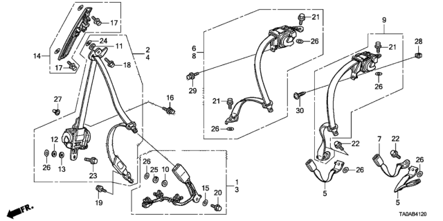 2012 Honda Accord Buckle Set, L. FR. Seat Belt *YR327L* (PEARL IVORY) Diagram for 04816-TA5-A81ZE