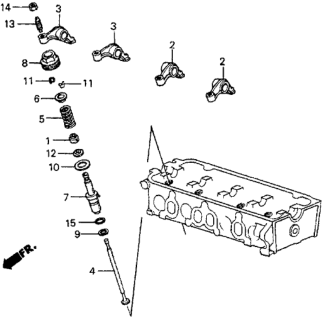 1983 Honda Prelude Arm D, Valve Rocker Diagram for 14624-PC6-000