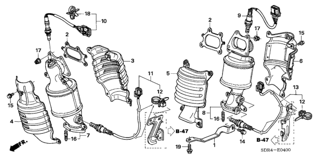 2005 Honda Accord Hybrid Converter, RR. Primary Diagram for 18290-RCJ-A00