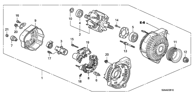 2009 Honda S2000 2 Door CR (WITH AC) KA 6MT Alternator (Denso) Diagram