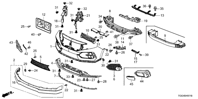 2017 Honda Civic Front Bumper Diagram