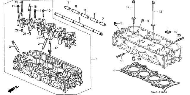 1991 Honda Accord Cylinder Head Assembly Diagram for 12100-PT3-A00
