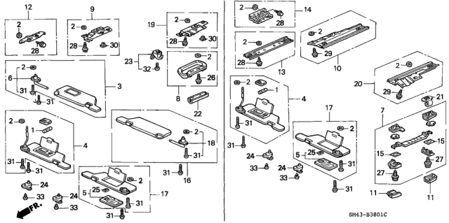 1993 Honda Accord Sunvisor Assembly, Driver Side (Smooth Red) Diagram for 83280-SM1-A22ZC