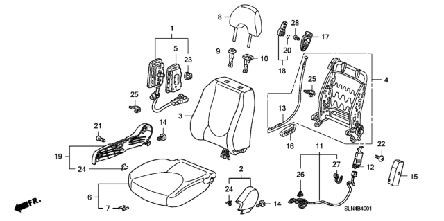 2008 Honda Fit Cable, R. Walk-In Control Diagram for 81173-SLN-A01