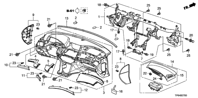 2012 Honda Crosstour Beam, Steering Hanger Diagram for 61300-TP6-A00ZZ