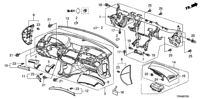 2012 Honda Crosstour Pad,As Mid *NH167L* Diagram for 77104-TP6-A01ZA