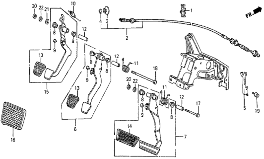 1983 Honda Prelude 2 Door DX KA 5MT Brake Pedal - Clutch Pedal Diagram