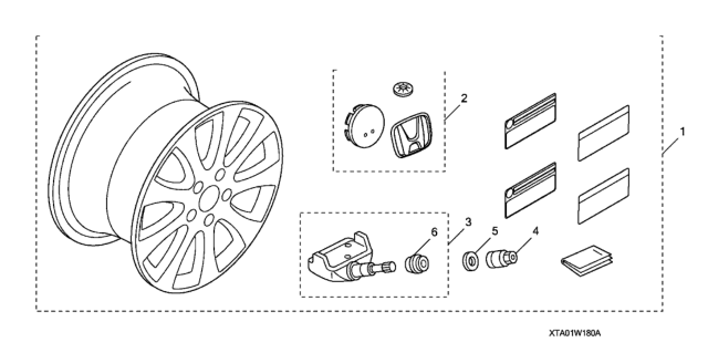 2010 Honda Accord Alloy Wheel (18") SBC Diagram