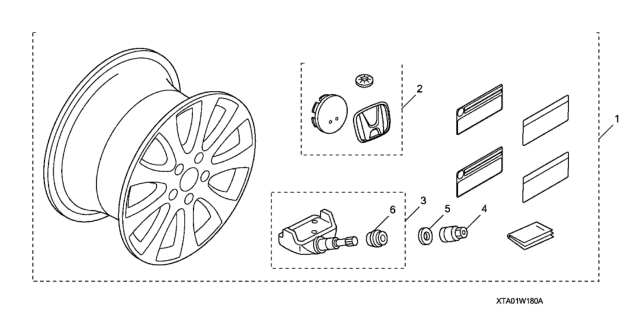 2009 Honda Accord Alloy Wheel (18") SBC Diagram