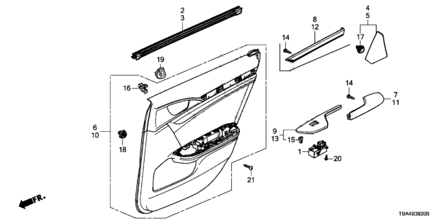 2017 Honda Civic Weatherstrip,R RR Door Diagram for 72835-TBA-A01