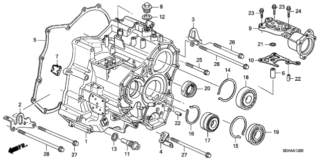 2007 Honda Accord AT Transmission Case (V6) Diagram