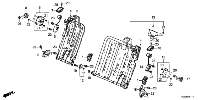 2019 Honda Civic Rear Seat Components Diagram