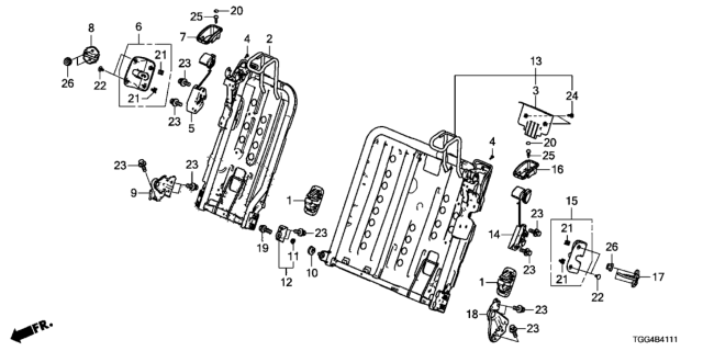 2018 Honda Civic Bracket E, RR. Back Diagram for 82186-TGH-A01