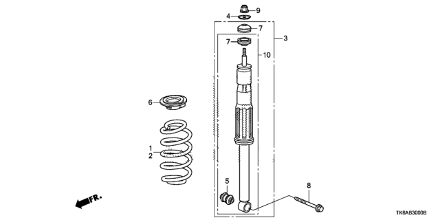 2013 Honda Fit Shock Absorber, Rear Diagram for 52610-TK6-308