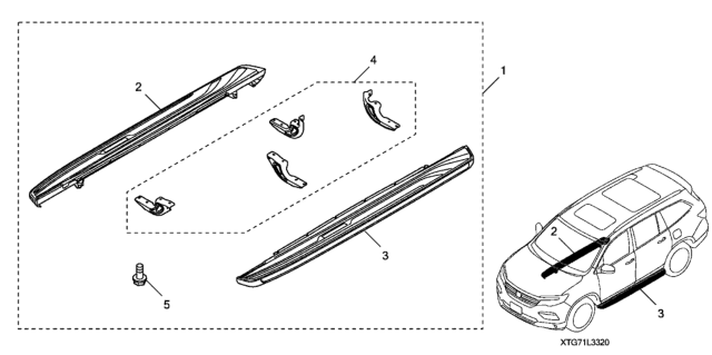 2020 Honda Pilot 5 Door EX (AWD/SENSING) KA 6AT Running Boards - Premium (Chrome) Diagram