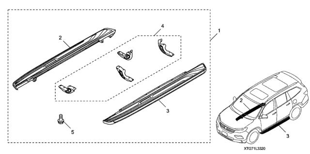 2019 Honda Pilot Running Boards - Premium (Chrome) Diagram