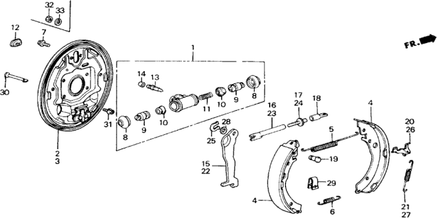 1988 Honda Accord 2 Door LXI KA 5MT Rear Brake Shoe Diagram