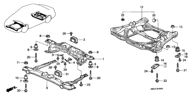 2000 Honda Accord Rear Beam - Cross Beam Diagram