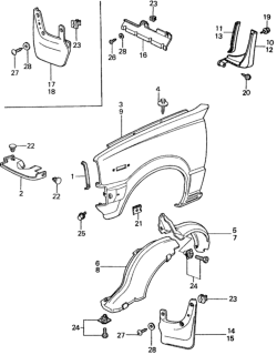 1981 Honda Civic 4 Door ** (1500) KH HMT Front Fender - Stone Guard Diagram