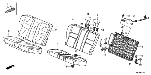 2012 Honda Accord 2 Door EX KA 5MT Rear Seat Diagram