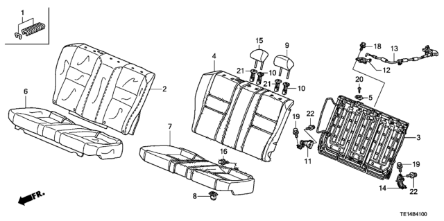 2012 Honda Accord Headrest Assy., RR. *NH167L* (GRAPHITE BLACK) Diagram for 82140-TE0-A22ZA