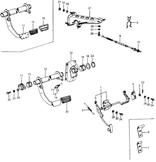 1973 Honda Civic Holder, Pedal Shaft Diagram for 46510-634-770