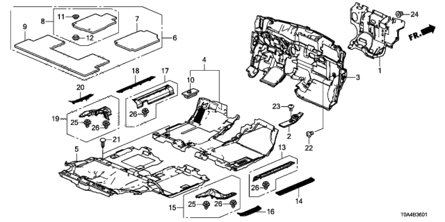 2015 Honda CR-V Floor Mat, RR. *NH167L* (GRAPHITE BLACK) Diagram for 83603-T0G-A02ZC