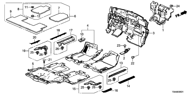 2016 Honda CR-V Floor Mat, RR. *NH167L* (GRAPHITE BLACK) Diagram for 83603-T0G-A03ZC