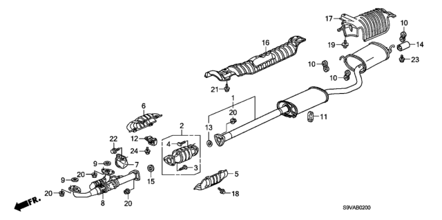 2008 Honda Pilot Exhaust Pipe - Muffler Diagram