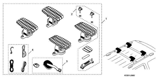 2020 Honda Passport KAYAK Roof Rack Attachment Diagram