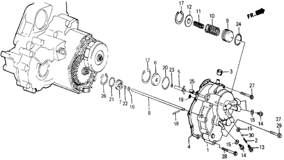 1987 Honda Civic 5 Door DX KA 4AT 4AT Right Side Cover Diagram