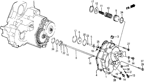 1987 Honda Civic 4AT Right Side Cover Diagram