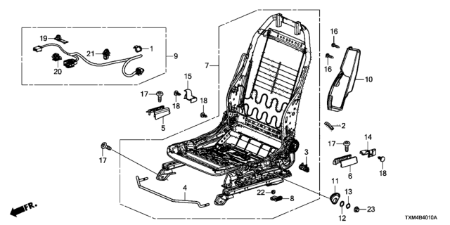 2021 Honda Insight Front Seat Components (Driver Side) Diagram