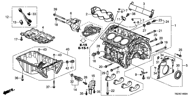 2019 Honda Ridgeline Block Assy,Cylinder Diagram for 11000-5G0-A11