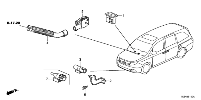 2013 Honda Odyssey Hose, Aspirator Diagram for 80533-TK8-A40