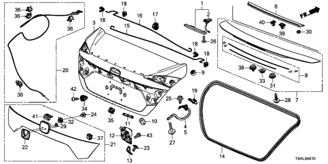 2020 Honda Civic Cushion, Hood Diagram for 74177-TR0-A01