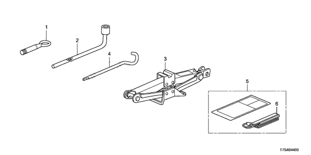 2016 Honda HR-V Tools - Jack Diagram