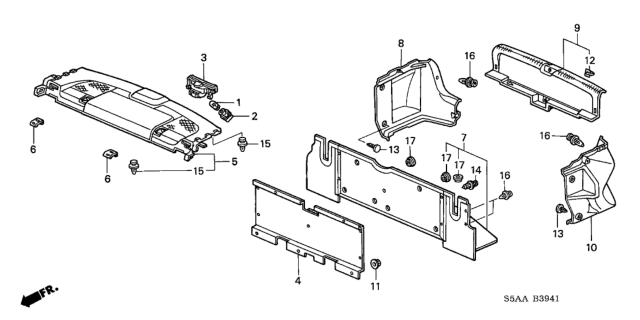 2004 Honda Civic 4 Door GX KA CVT Rear Tray - Trunk Garnish Diagram