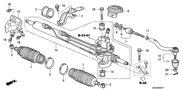 2007 Honda Accord P.S. Gear Box (V6) Diagram