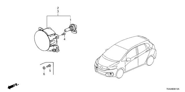 2019 Honda Fit Foglight, Front Left Diagram for 33950-T5R-A01