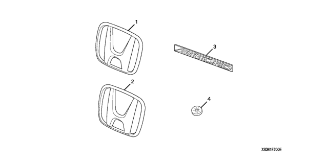 2006 Honda Accord Emblem Kit (Gold) Diagram