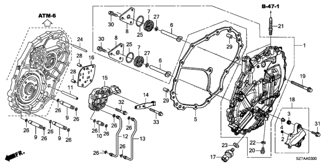 2015 Honda CR-Z AT Left Side Cover Diagram