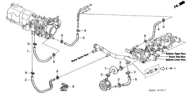 1998 Honda Odyssey Hose, Rotary Air Control Valveoutlet Diagram for 19510-PEA-000